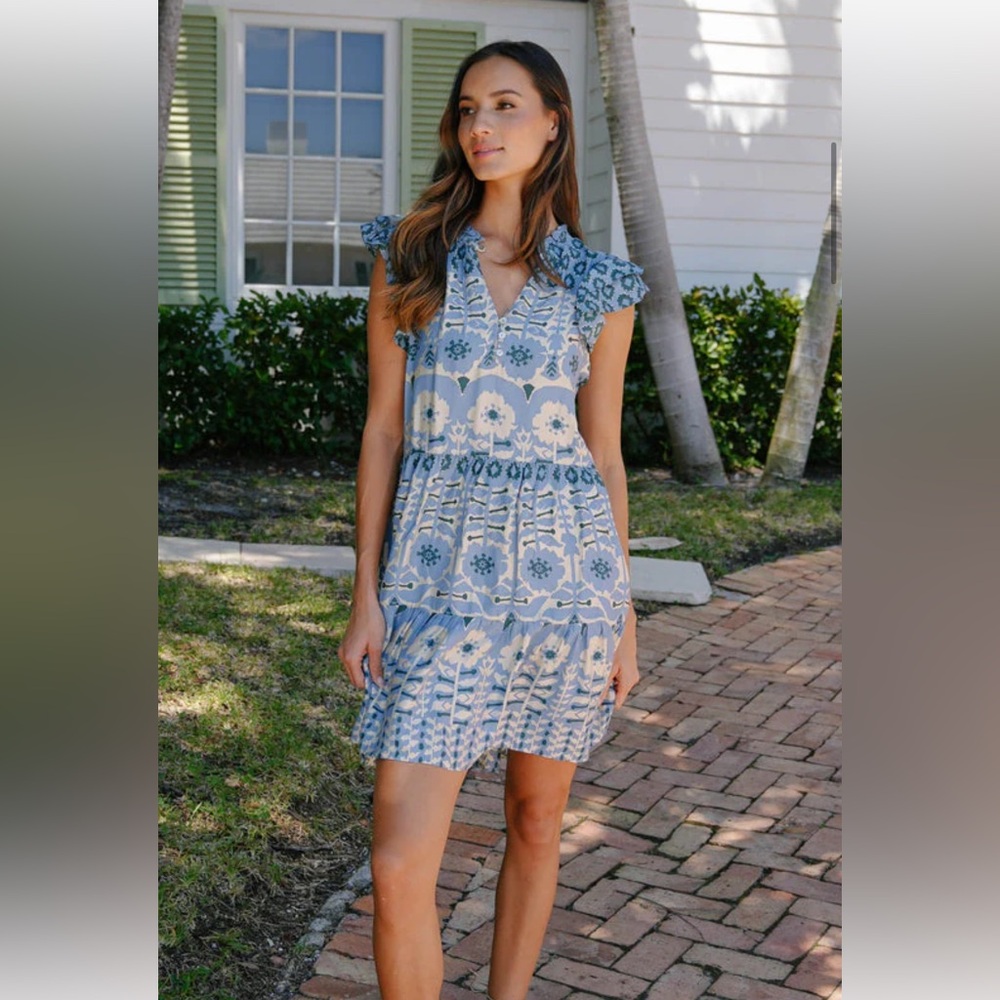 Omika Wilora Floral Blue Mini Dress